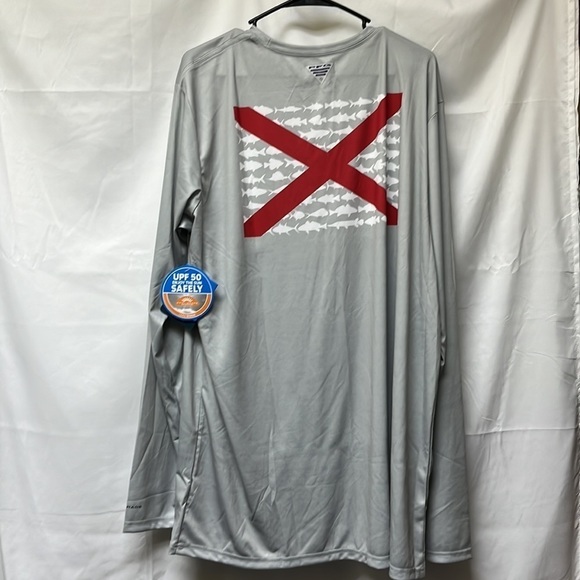 Columbia men’s tall size terminal tackle PFG flag LS, cool gray/AL fish - Picture 2 of 7